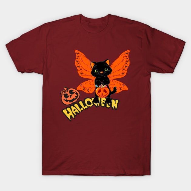 Cute Halloween Cat T-Shirt by RedLineStore